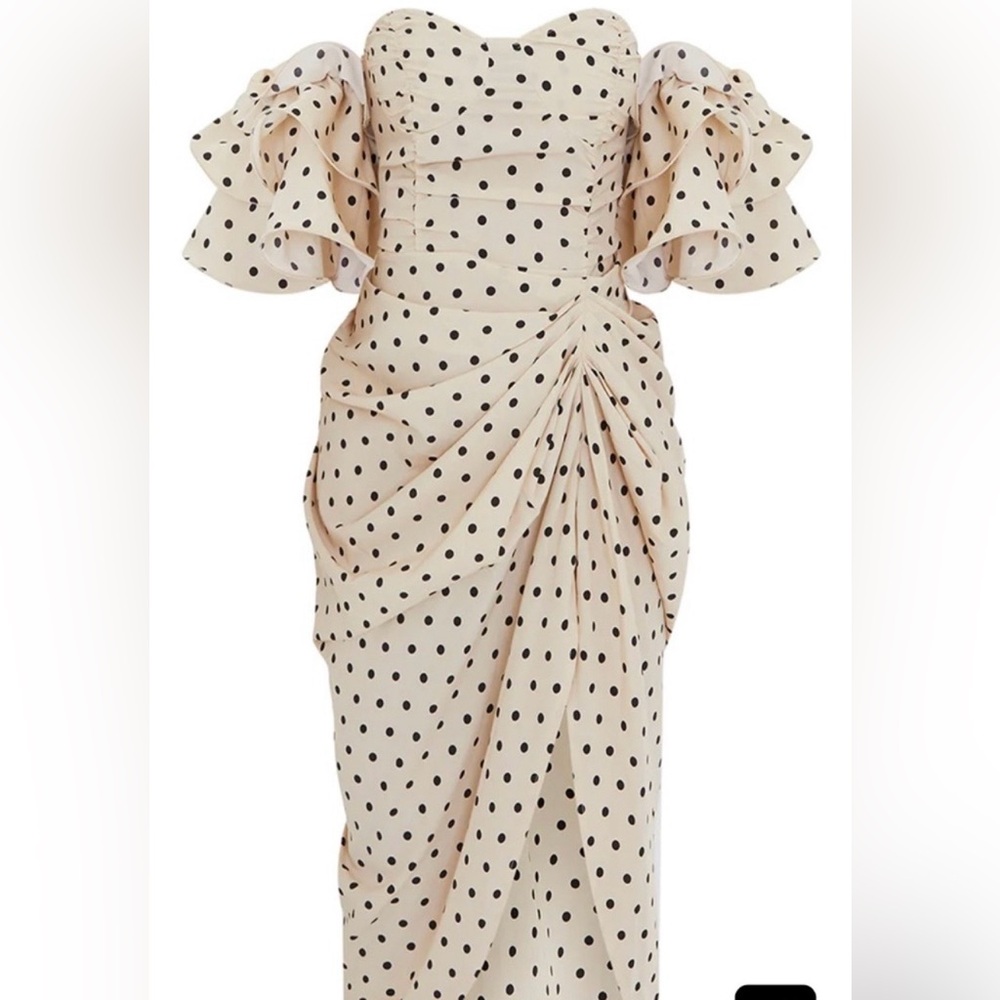 PrettyLittleThing Cream Polka Dot Midi Dress